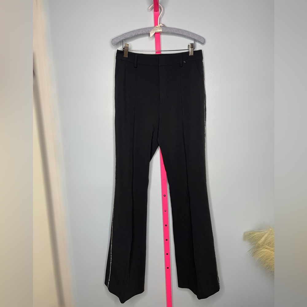 Paris Hilton Black Flare Pants with Rhinestone Side Detail size small